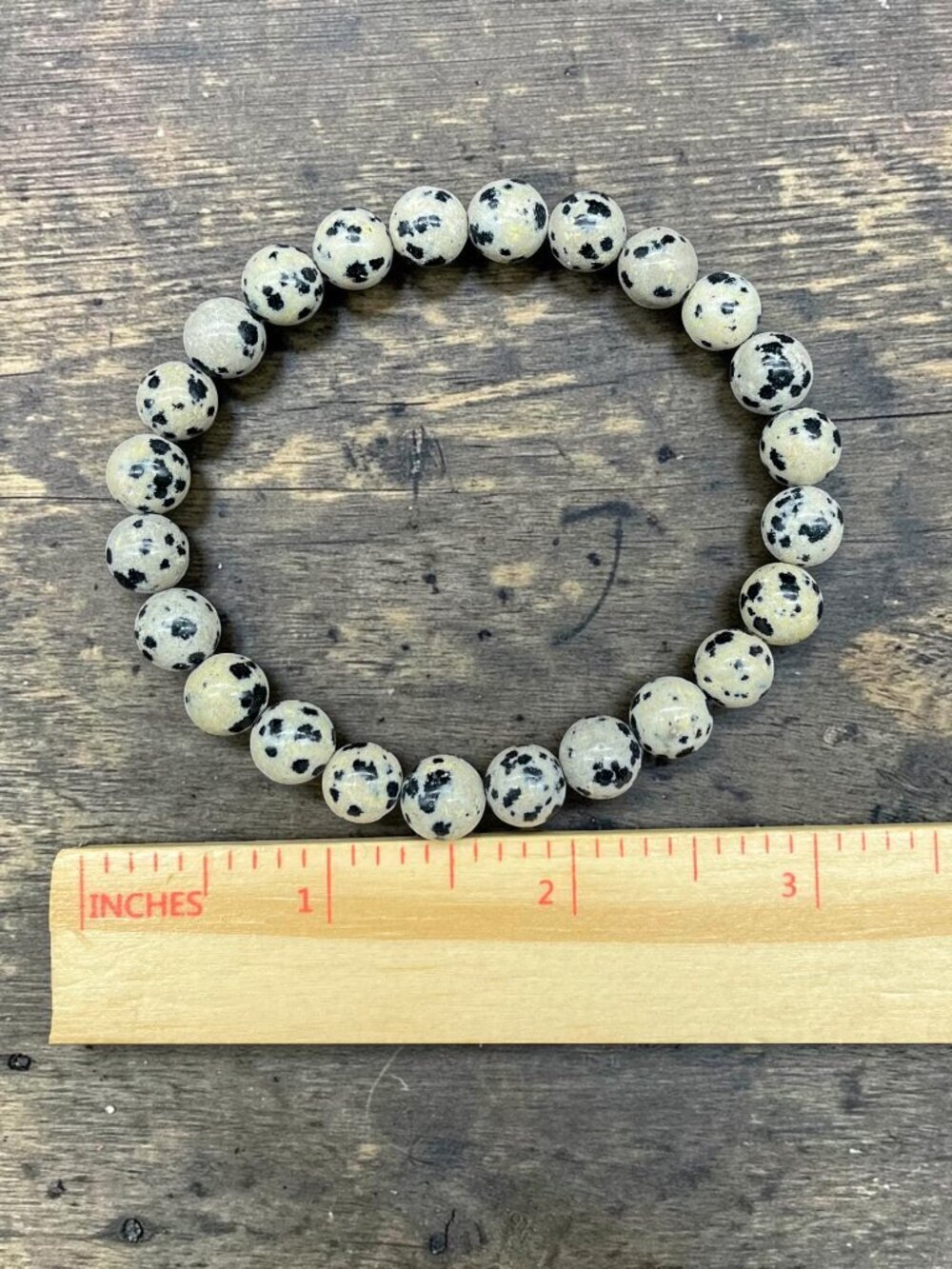 Dalmatian Jasper Stretch Bracelet | Handmade - Picture 6 of 6